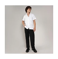 Campus Sutra Men's Chalk White Embroidered Heathered Shirt