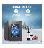 Jinjunye 6 Bottle Wine Cooler Refrigerator, Wine Fridge Small, Countertop Wine Cooler with Digital Temperature Control, 46