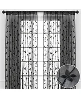 Chanasya Premium Embroidered Vine Curtains - Sheer for Living Room, Bedroom, Kitchen 52" x 63" White, 2 Panels