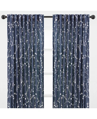 Chanasya Premium 2-Panel Sakura Cherry Tree Soft Velvet Curtains - 3-in-1 Back Tab, Rod Pocket