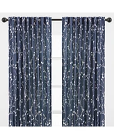 Chanasya Premium 2-Panel Sakura Cherry Tree Soft Velvet Curtains - 3-in-1 Back Tab, Rod Pocket