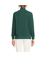 Lands' End Women's Waffle Relaxed Long Sleeve Mock Neck Pullover