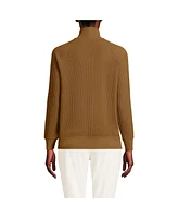 Lands' End Women's Waffle Relaxed Long Sleeve Mock Neck Pullover