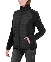 Hfx Women's Mixed Media Puffer Jacket with Fleece Sleeves