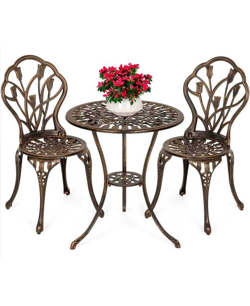 Best Choice Products 3-Piece Cast Aluminum Patio Bistro Furniture Set w/ Antique Finish