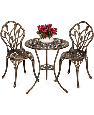 Best Choice Products 3-Piece Cast Aluminum Patio Bistro Furniture Set w/ Antique Finish