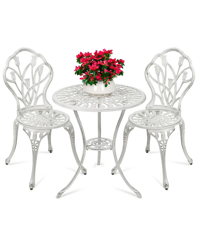 Best Choice Products 3-Piece Cast Aluminum Patio Bistro Furniture Set w/ Antique Finish