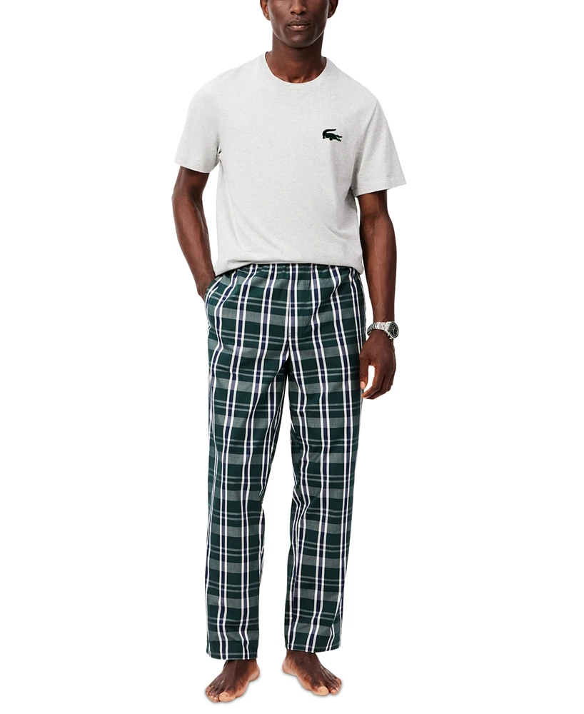 Lacoste Men's Cotton Plaid Pajama Pants