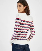 Tommy Hilfiger Women's Scallop Stripe Cotton Sweater