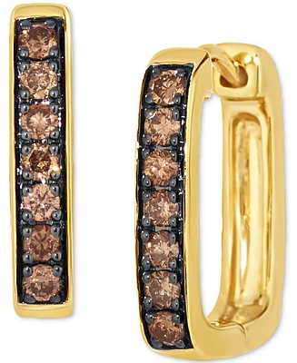 Le Vian Chocolatier Chocolate Diamond Squared Small Hoop Earrings (1/3 ct. t.w.) in 14k Gold