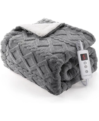 Caromio Tufted Sherpa Electric Heated Throw Blanket, 50" x 60"