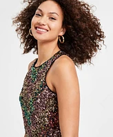 Bar Iii Women's Sequin High-Neck Sleeveless Top, Created for Macy's