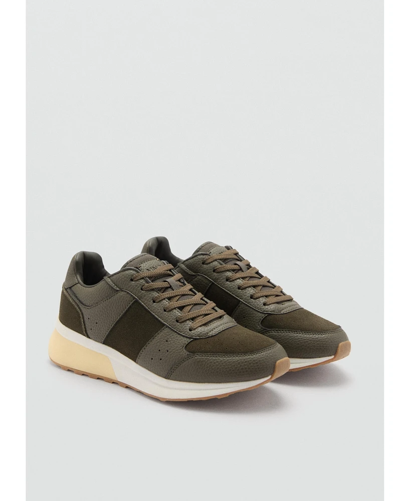 Mango Men's Leather Mixed Sneakers