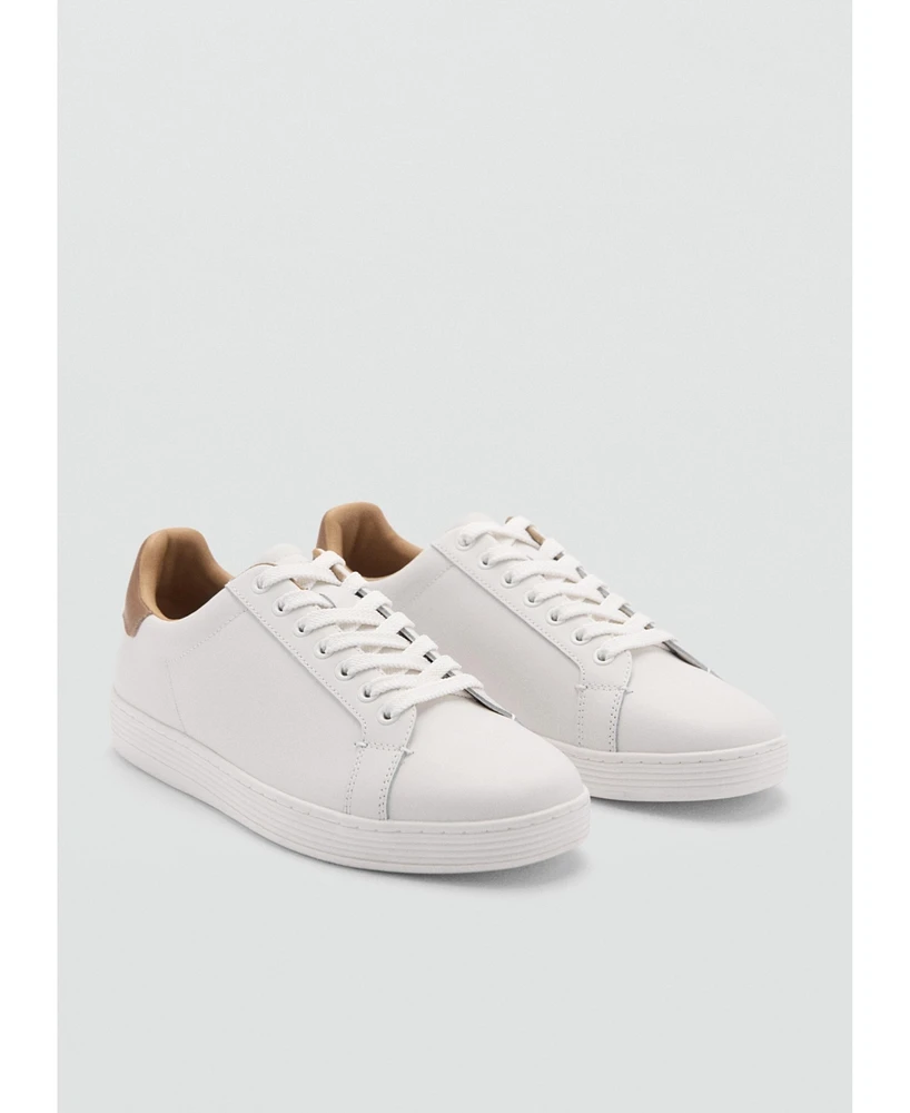 Mango Men's Contrasting Panel Leather Sneakers