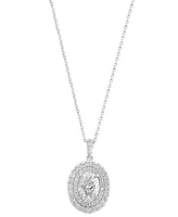 Effy Lab Grown Diamond Oval & Round Double Halo 18" Pendant Necklace (2-3/4 ct. t.w.) in 14k White Gold