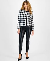 Bar Iii Women's Houndstooth Button-Front Jacket, Created for Macy's