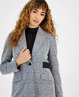 Bar Iii Women's Tweed Peak-Collar Blazer, Created for Macy's