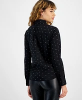 Bar Iii Women's Embellished Button-Front Shirt, Created for Macy's