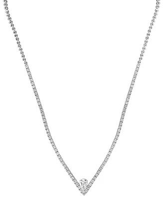 Effy Lab Grown Diamond Pear & Round Chevron 18" Tennis Necklace (5-1/2 ct. t.w.) in 14k White Gold