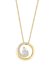 Effy Lab Grown Diamond Pear & Round Swirl Circle 18" Pendant Necklace (1-3/4 ct. t.w.) in 14k Gold