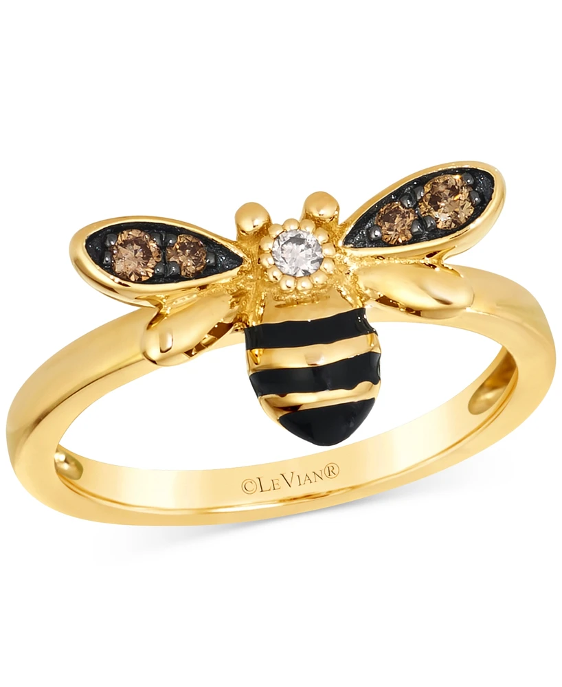 Le Vian Chocolate Diamond & Nude Diamond Honeybee Ring (1/8 ct. t.w.) in 14k Gold