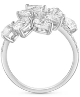 Effy Lab Grown Diamond Pear & Round Leaf Motif Bypass Ring (3-1/4 ct. t.w.) in 14k White Gold