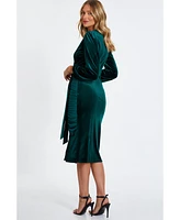 Quiz Women's Womens's Velvet Wrap Ruched Midi Dress