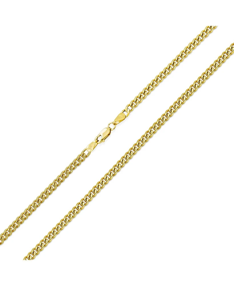 Bling Jewelry Fine Solid Yellow 10K Gold Strong Rolo Link Cable Cuban Chain Necklace 3.5MM for Women Men Unisex Lobster Claw Clasp 16,18,20,22,24 Inch