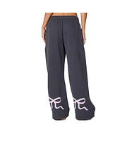 Edikted Women's Bonney Bow Detail Sweatpants - Dark