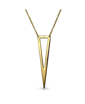 Bling Jewelry Minimalist Flat Open Triangle Geometric Pendant Necklace For Women For 14K Gold Plated.925 Sterling Silver