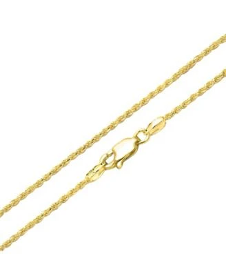 Bling Jewelry 2mm 040 Gauge Strong 14k Gold Plated .925 Sterling Silver Rope Link Chain Necklace Made In Italy 16 20 24 In