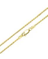 Bling Jewelry 2mm 040 Gauge Strong 14k Gold Plated .925 Sterling Silver Rope Link Chain Necklace Made In Italy 16 20 24 In