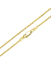 Bling Jewelry 2MM 040 Gauge Strong Gold Plated Sterling Silver Rope Link Chain Necklace 16 20 24 In