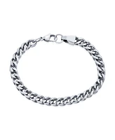 Bling Jewelry Unisex Classic Curb Link Bracelet Solid Heavy Stainless Steel Men Women 8.5 Inch 6MM