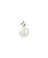 Bling Jewelry Real 14K Gold Cz Freshwater Pearl Cartilage Ear Lobe Earring 1 Piece - Clear gold