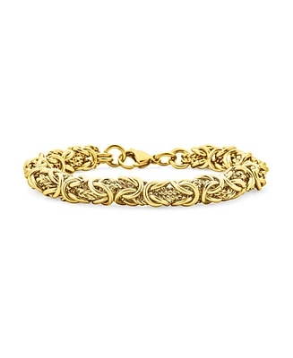 Bling Jewelry Thick Mens Strong Biker Jewelry Hip Hop Gangster Heavy Mechanic Link Byzantine Chain Bracelet For Men Yellow Gold Plated Stainless Steel