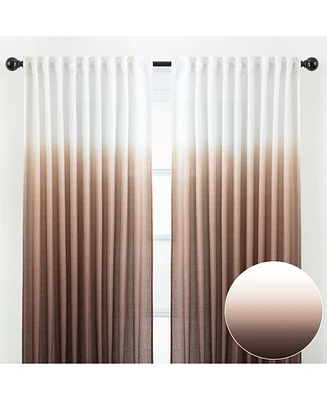 Chanasya Premium 2-Panel Gradient Ombre Faux Belgian Flax Semi Sheer Curtains