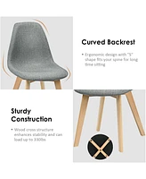 Gymax Set of 4 Dining Chairs Fabric Cushion Kitchen Side Chairs Gray