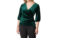 Kiyonna Plus Odette Velvet Faux Wrap Top