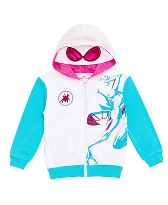 Marvel Girls Spider-Man Avengers Fleece Zip Up Cosplay Hoodie to (2T - 18-20)