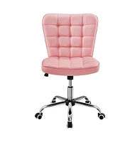 Yaheetech Modern Tufted Armless Desk Chair with Chrome-finish Metal Base, Rolling Wheels, Adjustable Seat Heigh