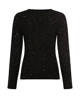 Olsen Women's Cotton Blend Long Sleeve Allover Sparkle Cardigan