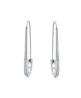 Bling Jewelry Safety Pin Symbol Support For displaced people Threader Earrings Crystal Accent Silver Tone Surgical Steel Add Charms