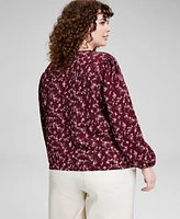 And Now this Plus Size Floral Lace-Trim Button-Front Top, Created for Macy's