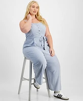 And Now This Trendy Plus Striped Sleeveless Jumpsuit, Exclusively at Macy's