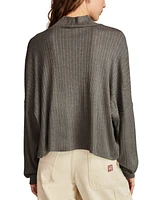 Lucky Brand Women's Cloud Ribbed Knit Mock Neck Top