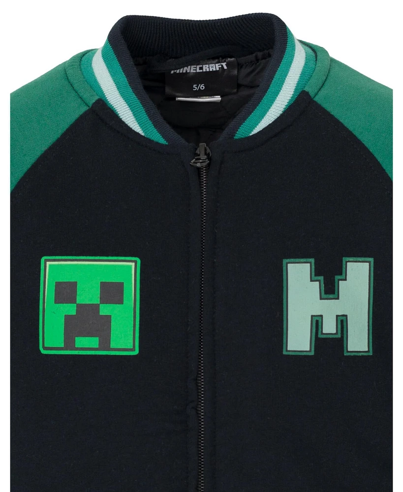 Minecraft Boys Zip Up Varsity Bomber Jacket to (5-6 - 18-20)