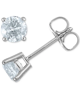 Diamond Four Prong Stud Earrings (3/8 ct. tw) 14k White Gold or