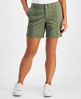 Style & Co Petite Mid Rise Zig Zag Stitch Cargo Shorts, Created for Macy's