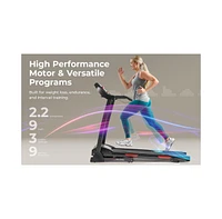 Sunny Health & Fitness Adjustable Incline Foldable Smart Treadmill w Digital Monitor, Shock Absorption, Pulse Sensors, Handrail Controls, Exclusive Su